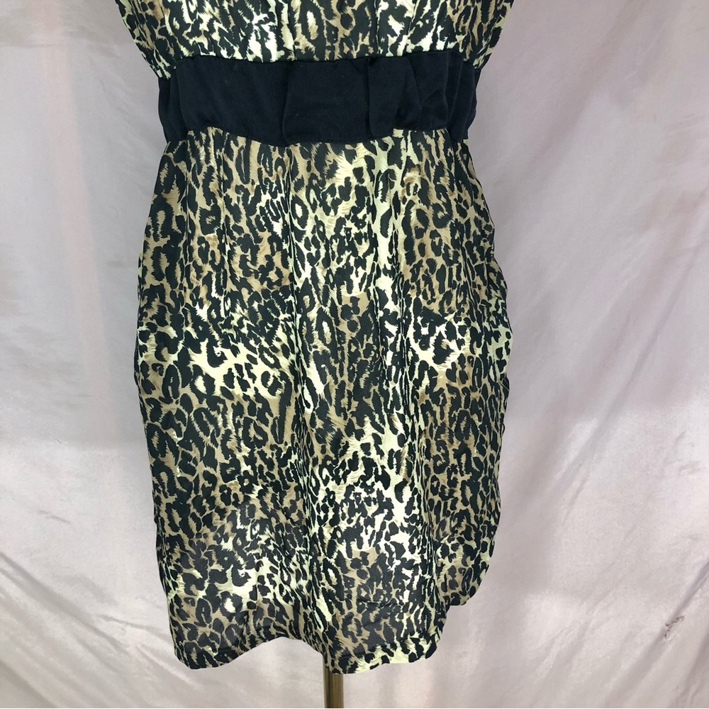 Leopard Print Short Sleeve Mini Dress or Shirt with Black Trim Sheer Size Small - Picture 3 of 8